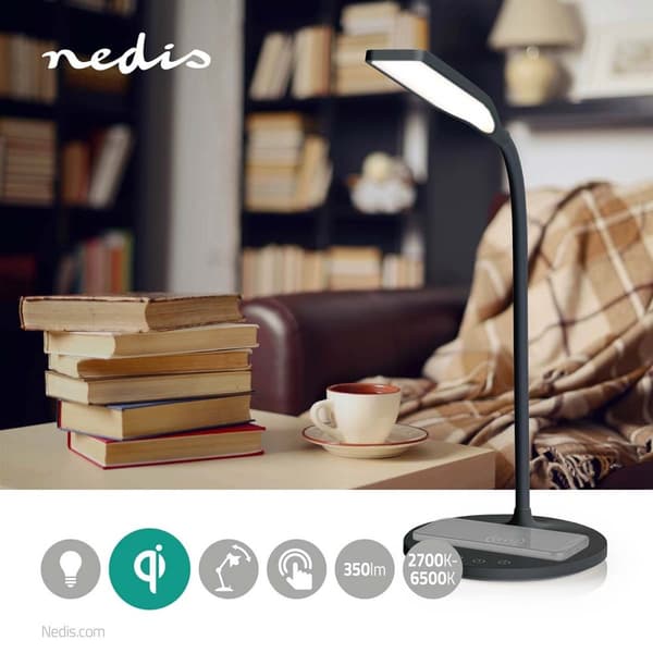 LED-lampe med trådløs oplader | Dimmer - Til produkt | LED / Qi | 10 W | Med dæmpning | Cool Hvid / Naturlig Hvid / Varm Hvid | 2700 - 6500 K