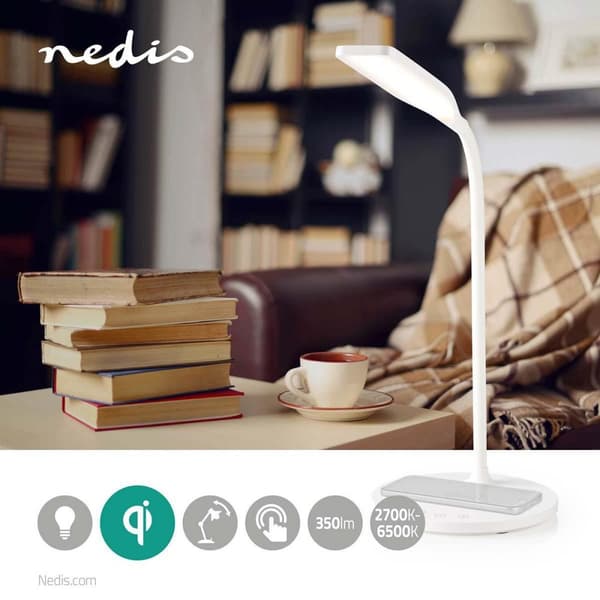 LED-lampe med trådløs oplader | Dimmer - Til produkt | LED / Qi | 10 W | Med dæmpning | Cool Hvid / Naturlig Hvid / Varm Hvid | 2700 - 6500 K