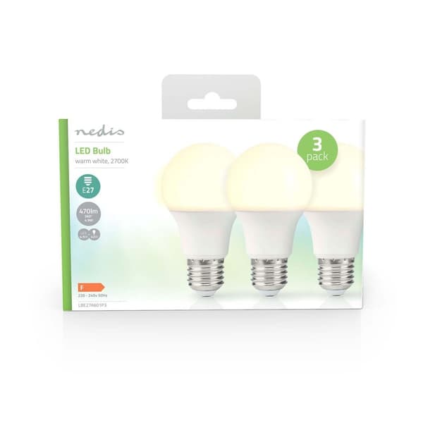 LED-lampa E27 | A60 | 4.9 W | 470 lm | 2700 K | Varm Vit | Retrostil | Matt | 3 st.