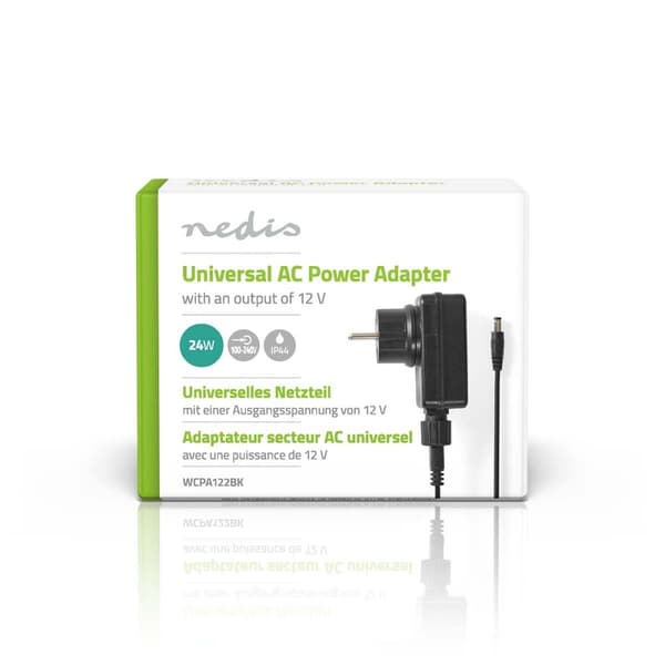 AC Yleisvirtalähde | 24 W | 12 V DC | 1.80 m | 2.0 A | 1 plug(s) | Musta