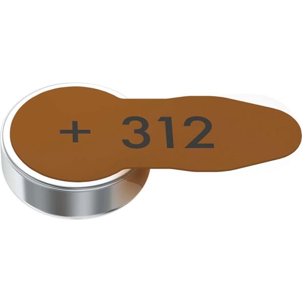 Zink-Air Batteri Pr41 Type 312 | 1.45 V DC | 6-Blister | Hearing Aid | Brun