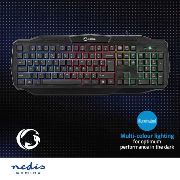 Wired Gaming Keyboard | USB 2.0 | Membrane Nøgler | LED | US international | US layout | USB Drevet | Strømkabellængde: 1.50 m | Gaming