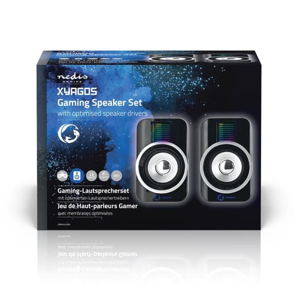 Gaming högtalare | Högtalarkanaler: 2.0 | USB ström | 3.5 mm Hane | 30 W | RGB | Volymkontroll