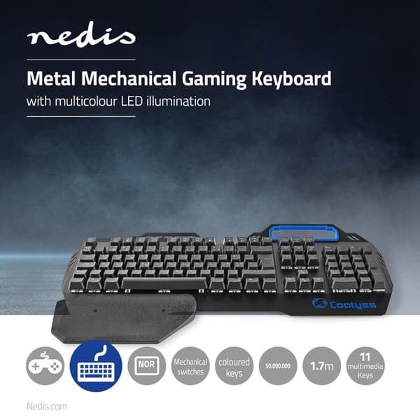 Wired Gaming Keyboard | USB | Mekaniske Nøkler | RGB | Nordic | ND Layout | USB-Strøm | Strømkabel lengde: 1.70 m | Gaming