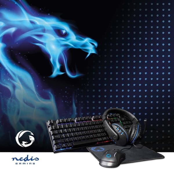 Gaming Combo Kit | 5-i-1 | Tangentbord, headset, mus och musmatta | Svart | QWERTY | US Layout