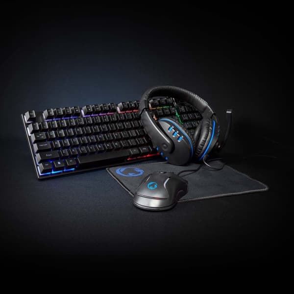 Gaming Combo Kit | 5-i-1 | Tangentbord, headset, mus och musmatta | Svart | QWERTY | US Layout Svart