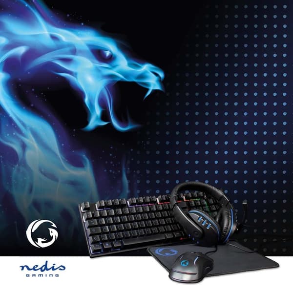 Gaming Combo Kit | 5-i-1 | Tastatur, headset, mus og musematte | Sort | QWERTZ | DE Layout
