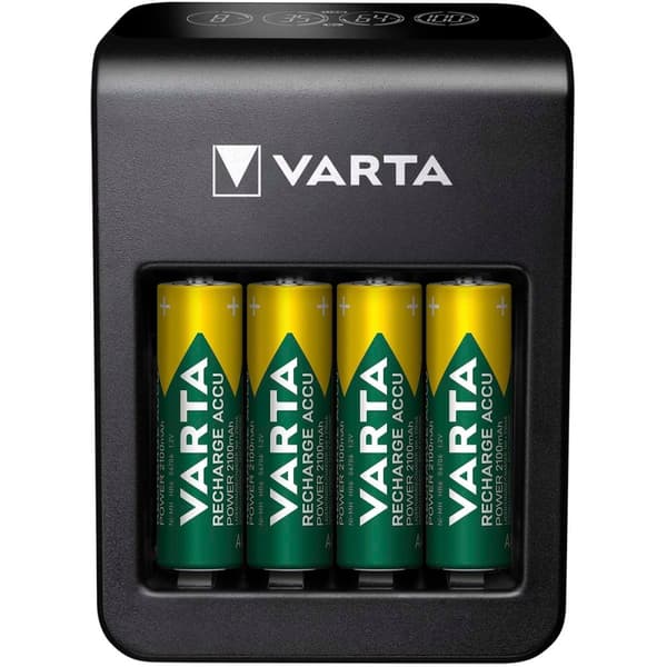 NiMH LCD-stikoplader+ (AA, AAA & 9 Volt) inklusive 4x AA 2100 mAh