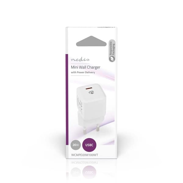 Väggladdare | 20 W | Snabbladdnings funktion | 1.67 A / 2.22 A / 3.0 A | Antal utgångar: 1 | USB-C™ | Automatiskt val av Spänning