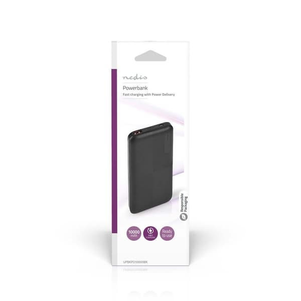Powerbank | 10000 mAh | 1.5 / 2.0 / 3.0 A | Antal output: 2 | Output tilslutning: 1x USB-A / 1x USB-C™ | Input forbindels: 1x Micro USB / 1x USB-C™ |