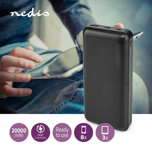 Power Bank | 20000 mAh | 1.5 / 2.0 / 3.0 A | Antall utganger: 2 | Utgangstilkobling: 1x USB-A / 1x USB-C™ | Inngangstilkobling: 1x Micro USB / 1x USB-