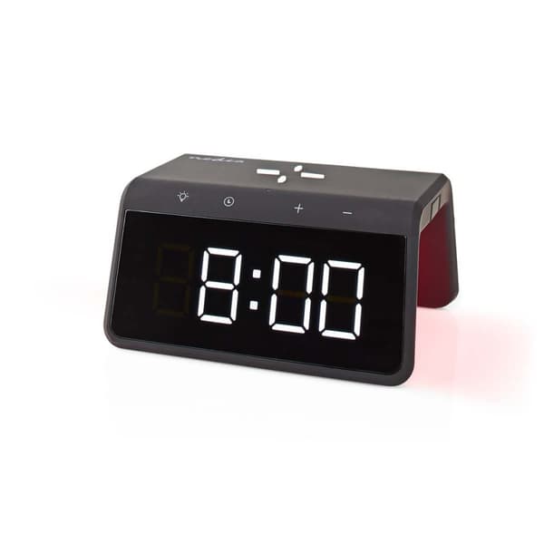 Vækkeur med Trådlås Ladning | Qi certificeret | 5 / 7.5 / 10 / 15 W | USB-A Han | Natlys | 2 Alarmtider | Snooze funktion
