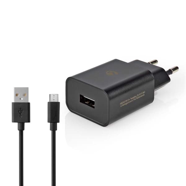 Väggladdare | 5 W | Snabbladdnings funktion | 1.0 A A | Antal utgångar: 1 | USB-A | Micro USB (Lös) Kabel | 1.00 m | Single Voltage Output