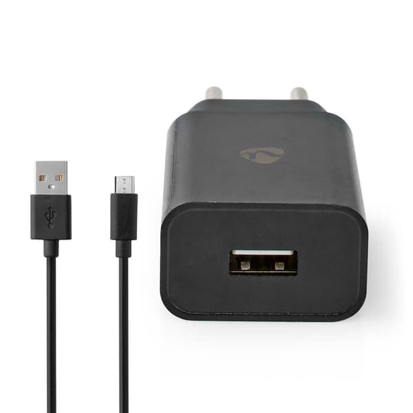 Väggladdare | 5 W | Snabbladdnings funktion | 1.0 A A | Antal utgångar: 1 | USB-A | Micro USB (Lös) Kabel | 1.00 m | Single Voltage Output