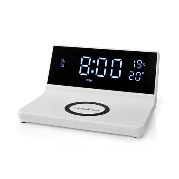 Alarm clock wireless charger | Qi sertifisert | 5 / 7.5 / 10 / 15 W | USB-A Han | 2 Alarmtider | slumrefunksjon