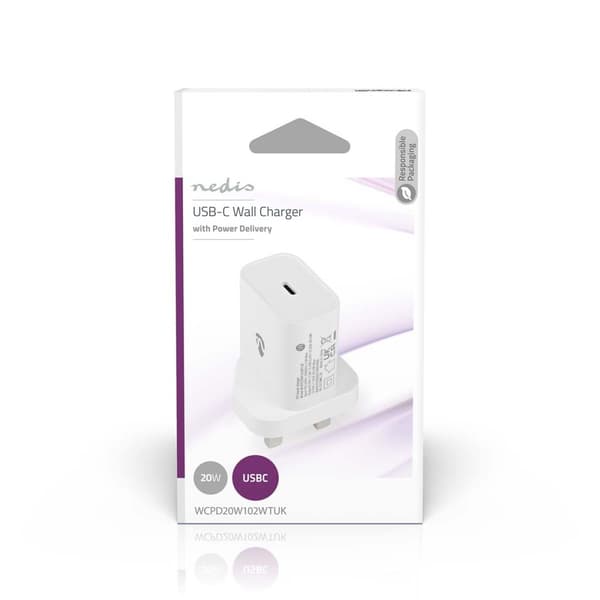 Vægoplader | 20 W | Hurtigopladningsfunktion | 1.67 A / 2.22 A / 3.0 A | Antal output: 1 | USB-C™ | Automatisk Valgt Spænding