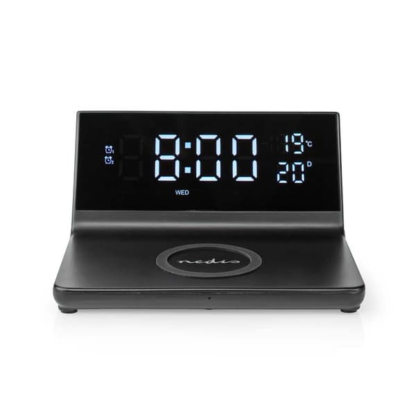 Alarm clock wireless charger | Qi sertifisert | 5 / 7.5 / 10 / 15 W | USB-A Han | 2 Alarmtider | slumrefunksjon