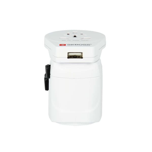 Den kraftfulde 3-polede verdensrejseadapter til rejsende fra hele verden med USB-port