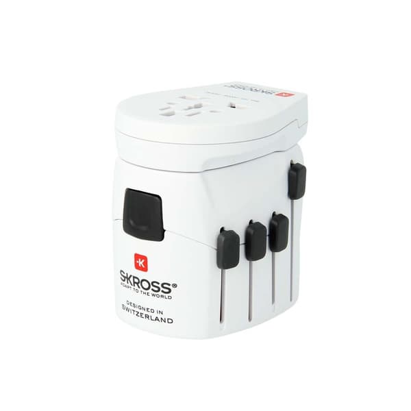 Den kraftfulde 3-polede verdensrejseadapter til rejsende fra hele verden med USB-port