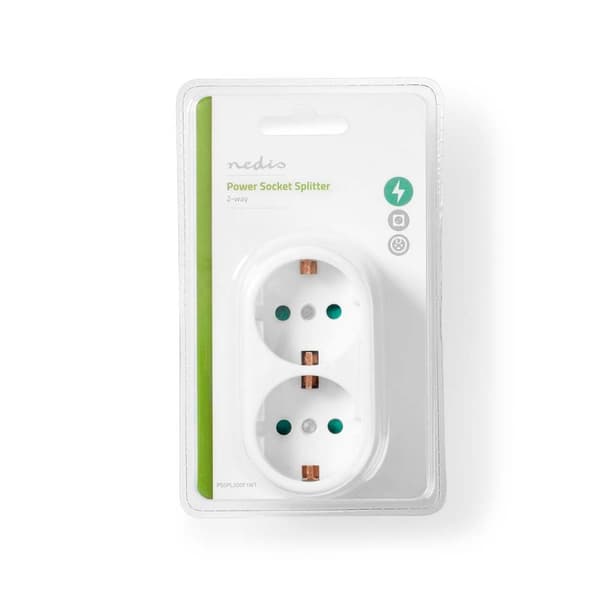 Virtapistoke Jakaja | Tyyppi F (CEE 7/7) | 250 V AC 50 Hz | Maadoitettu virtaliitin / Tyyppi F (CEE 7/7) | 250 V AC 50/60 Hz | 16.0 A | 3500 W | Valko