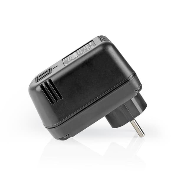Strøm Converter | Nettstrøm drevet | 230 V AC 50 Hz | 45 W | Jordet kontakt | Sort