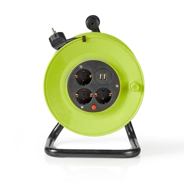kabeltromle | Stikprop med sidebens jord | 25.0 m | 3000 W | 16 A | Slags jordforbindelse: Sidekontakter | 230 V AC 50/60 Hz | Kontakt Vinkel: 90 ° |