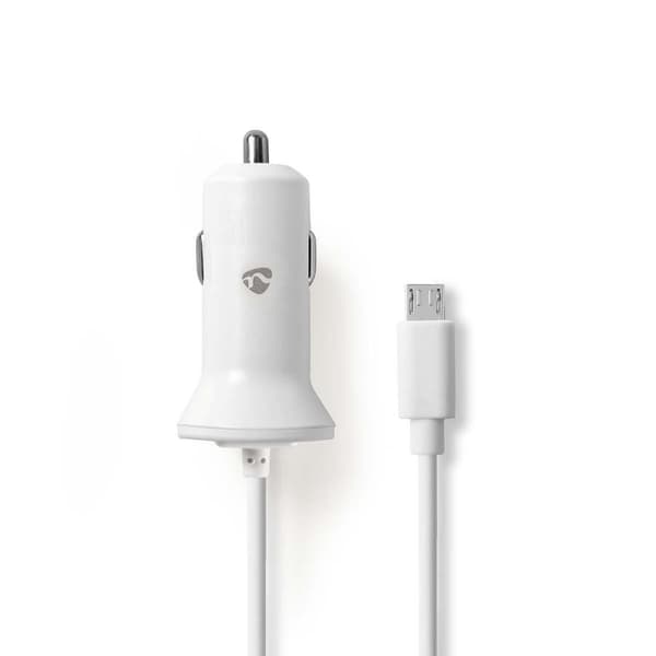 Billader | 12 W | 1x 2.4 A | Antall utganger: 1 | Micro USB (Fast) Kabel | 1.00 m | Single Voltage Output Hvit