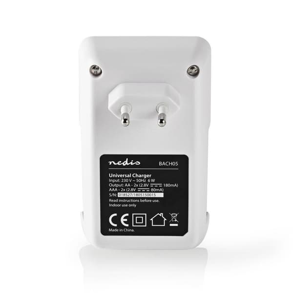 NiMH akkulaturi AA / AAA | 1.2 V DC | Trickle-lataus | Euro/Tyyppi C (CEE 7/16) | Akun tyyppi: AA / AAA | Musta / Valkoinen