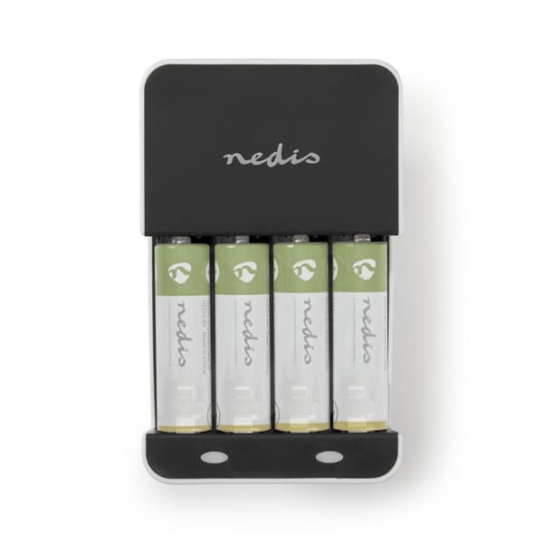 NiMH akkulaturi AA / AAA | 1.2 V DC | Trickle-lataus | Euro/Tyyppi C (CEE 7/16) | Akun tyyppi: AA / AAA | Musta / Valkoinen