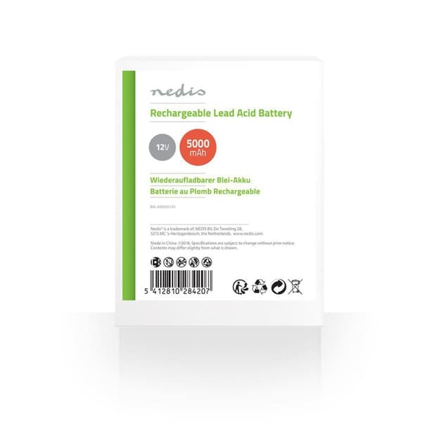 Genopladeligt blybatteri | Bly-syre | Opladningsbar | 12 V | 5000 mAh