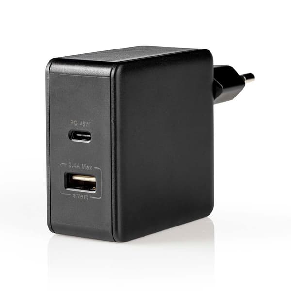 Seinälaturi | 57 W | Pikalataus-toiminto | 2.25 A / 2.4 / 3.0 A | Lähtöliitäntöjen määrä: 2 | USB-A / USB-C™ | Kaapeli ei sisälly | Automaattinen Jänn