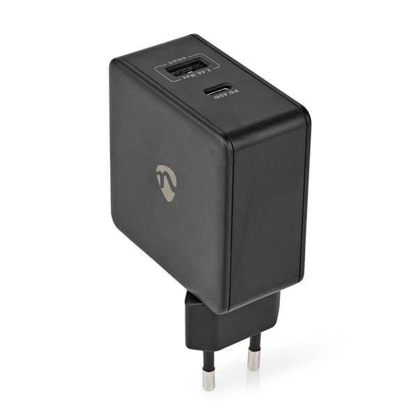 Seinälaturi | 57 W | Pikalataus-toiminto | 2.25 A / 2.4 / 3.0 A | Lähtöliitäntöjen määrä: 2 | USB-A / USB-C™ | Kaapeli ei sisälly | Automaattinen Jänn