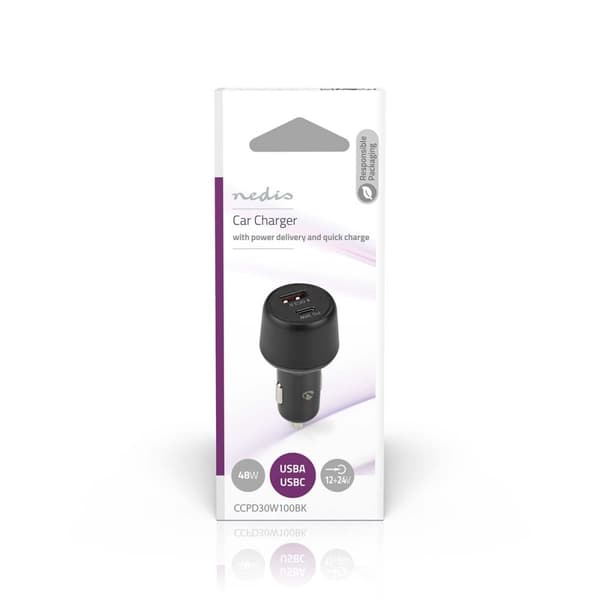 Billaddare | 48 W | 2x 3.0 A | Antal utgångar: 2 | Port typ: USB-A / USB-C™ | | Automatiskt val av Spänning