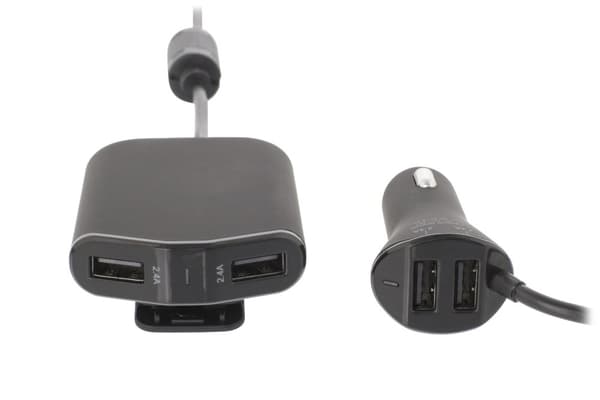 Billader 4-ttganger 9.6 A USB Sort
