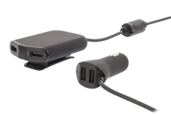 Billader 4-ttganger 9.6 A USB Sort Sort