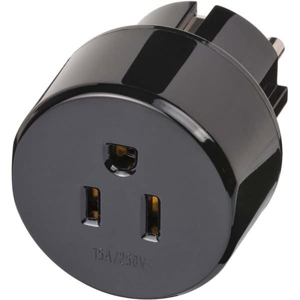 Rejseadapter USA / Japan-til-Europa Earthed Sort