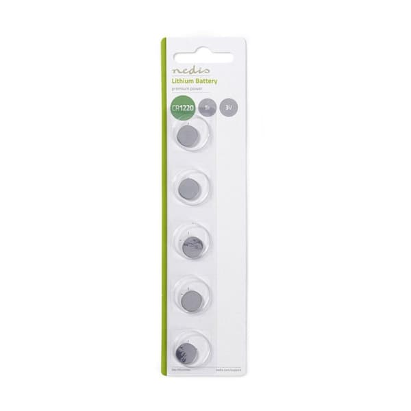 Lithium knappcellsbatteri CR1220 | 3 V DC | 5-Blister | Silver