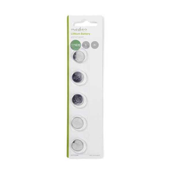 Lithium knapcellebatteri CR1620 | 3 V DC | 5-Blister | Sølv