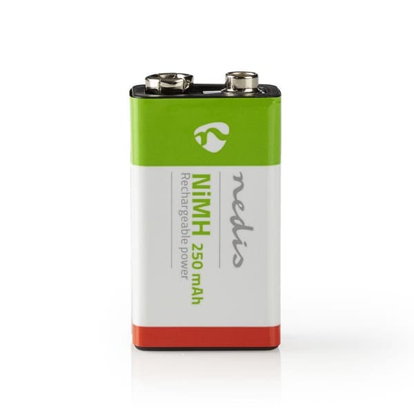 Genopladelige Ni-MH batteri E-Block | 8.4 V DC | 250 mAh | Forudladet | 1-Blister | 6LR61 | Grøn / Rød