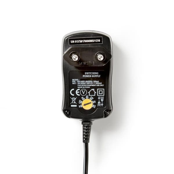Universal AC strømadapter | 7.2 W | 3 - 12 V DC | 1.80 m | 1.0 A A | 6 plug(s) | Sort