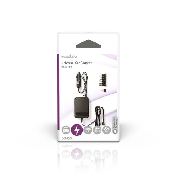 Universal DC Power Adapters | Biladapter | 24 W | Inspänning: 12 V DC / 24 V DC | 1.5 / 3 / 4.5 / 6 / 7.5 / 9 / 12 V DC | Maximal utgångsström per por