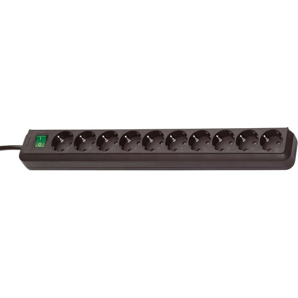 Extension socket Eco-Line 10-Vei 3.00 m Sort - Beskyttende Kontakt TYPE F