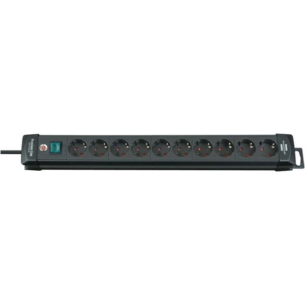 Jatkopistorasia Premium-Line 10-Paikkaa 3.00 m Musta - Suojakosketin TYPE F