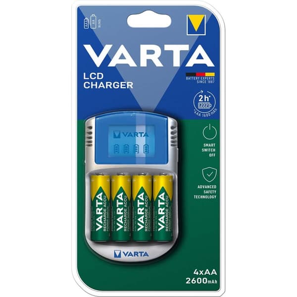 NiMH akkulaturi AA / AAA | 1.2 V DC | 4x AA/HR6 2600 mAh | Trickle-lataus | Euro / Tyyppi-C (CEE 7/16) | Akun tyyppi: AA