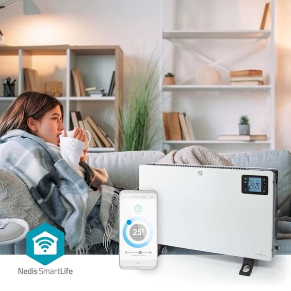 SmartLife Konveksjon Varmeapparat | Wi-Fi | 2000 W | 3 Varmeinnstillinger | LCD | 5 - 37 °C | Justerbar termostat | Hvit