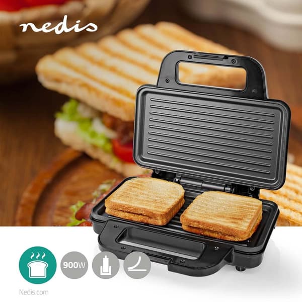 Sandwich Maker | 900 W | 26.8 x 14.5 cm | Automatisk temperaturregulering | Aluminium / Plastik