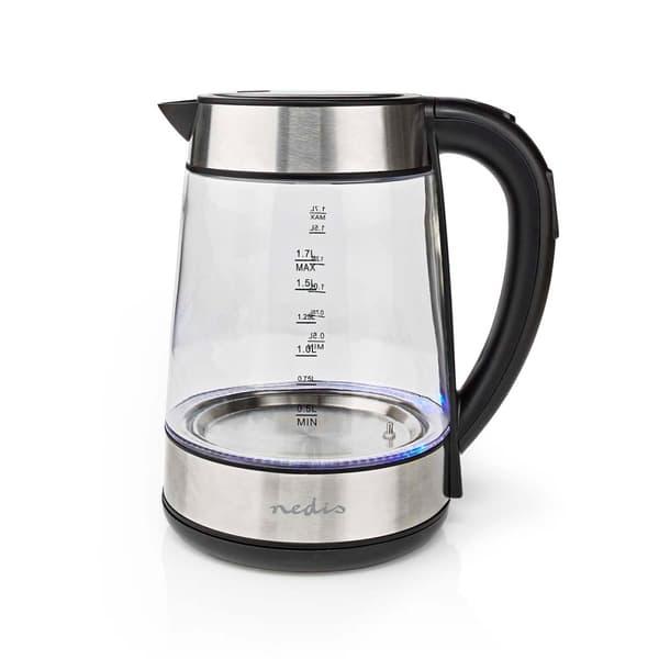 Vannkoker | 1.7 l | Glass | Gjennomsiktig | 60,70,80,90,100 °C | Temperaturindikator | Roterbar 360 grader | Skjult varmeelement | Strix® kontroll | K