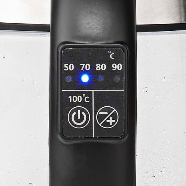 Vannkoker | 1.7 l | Glass | Gjennomsiktig | 60,70,80,90,100 °C | Temperaturindikator | Roterbar 360 grader | Skjult varmeelement | Strix® kontroll | K