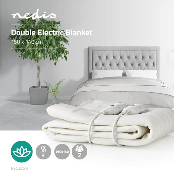 Elektrisk Teppe | Underblanket | 2 Personer | 160 x 140 cm | 3 Varmeinnstillinger | Vaskbar | Overopphetings vern | Polyester