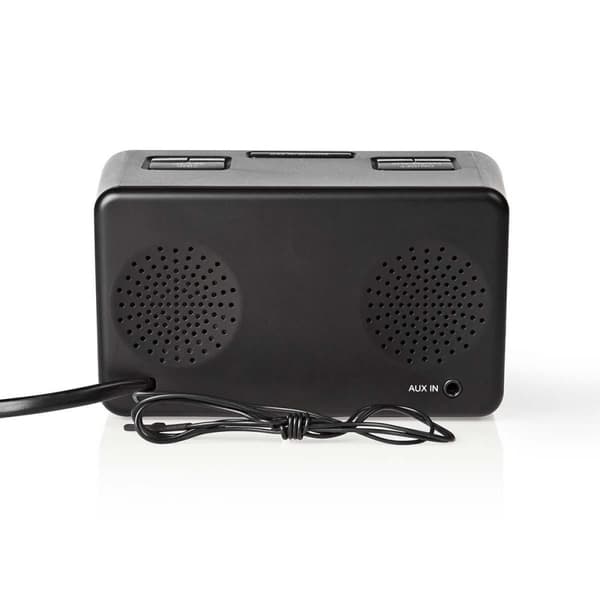 Digital klockradio | LED Display | 1x 3.5 mm Audio Input | Tidsprojektion | AM / FM | Snooze-funktion | Sov timer | Antal alarm: 2 | Svart